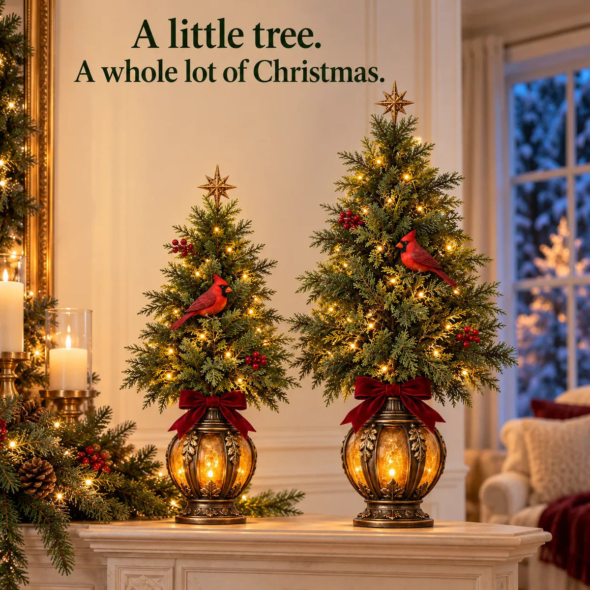 🔥Last Day 50% OFF -🎄 Vintage Cardinal Lantern Christmas Trees ✨ Warm Lighted Holiday Decor