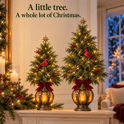 🔥Last Day 50% OFF -🎄 Vintage Cardinal Lantern Christmas Trees ✨ Warm Lighted Holiday Decor