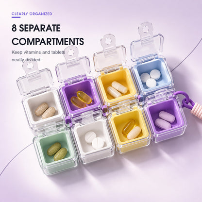 💊 8-Compartment Rotating Cube Pill Organizer