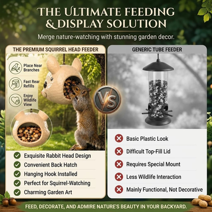 🐿️ Funny Squirrel Mask Feeder | Hanging Backyard Nut Feeder & Garden Decor