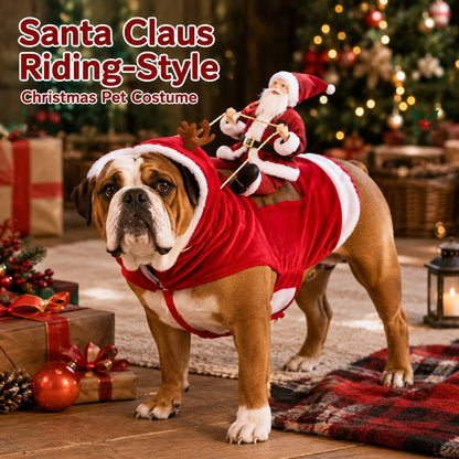 🎅🐾 Christmas Santa Rider Pet Costume – Funny Holiday Outfit for Dogs & Cats 🎄🐶