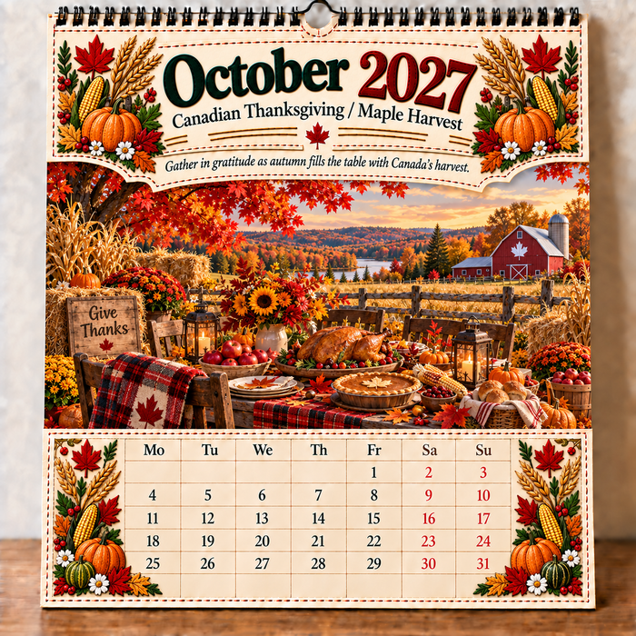 Canadian autumn calendar