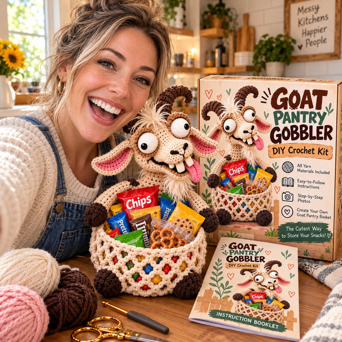 Crafter with finished Goofy Goat snack basket