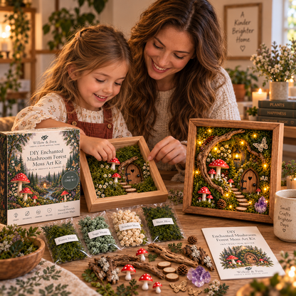 🌿✨ DIY Enchanted Forest Moss Art Kit | Light-Up Miniature Shadow Box 🧚‍♀️🍄