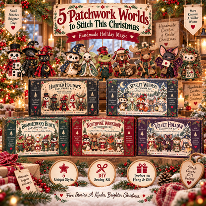 ✨ Christmas Patchwork Character DIY Kit™ – Create Your Own Handmade Holiday Friends 🎁🧵