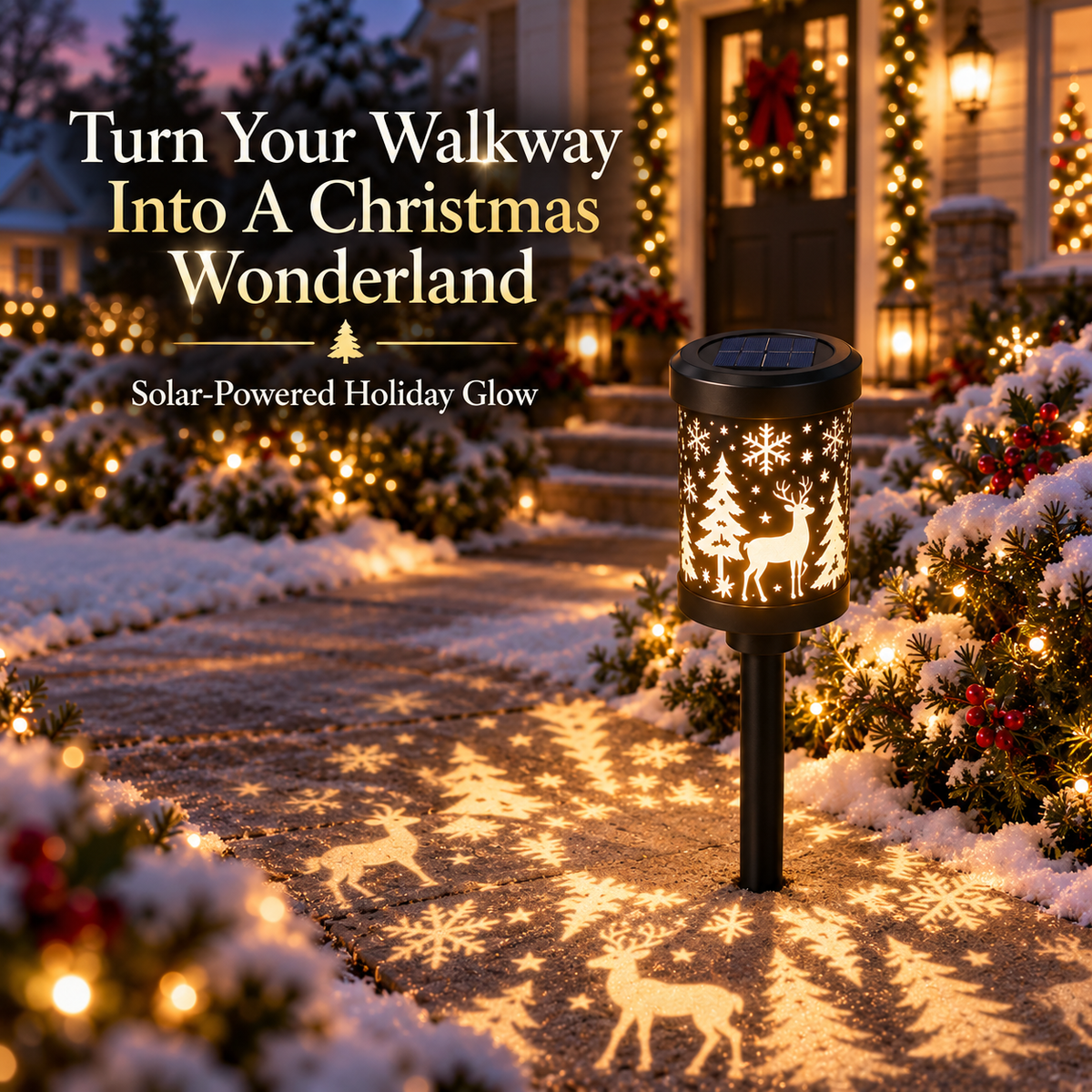 Christmas solar shadow lantern walkway