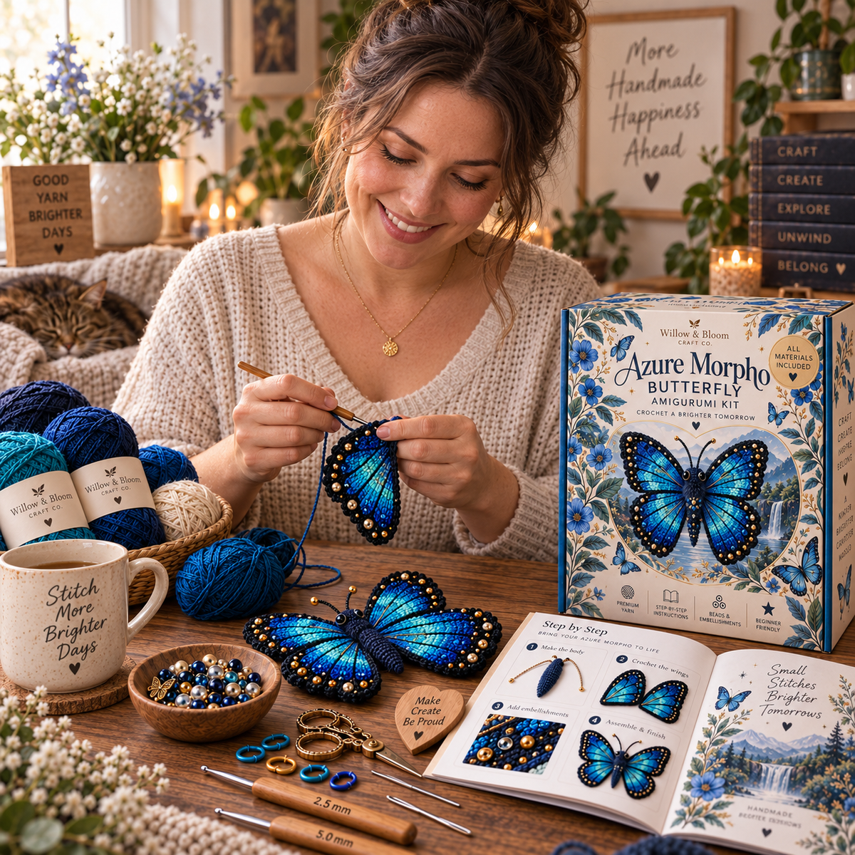 🦋 DIY Crochet Butterfly & Moth Amigurumi Kit – Handmade Craft Set