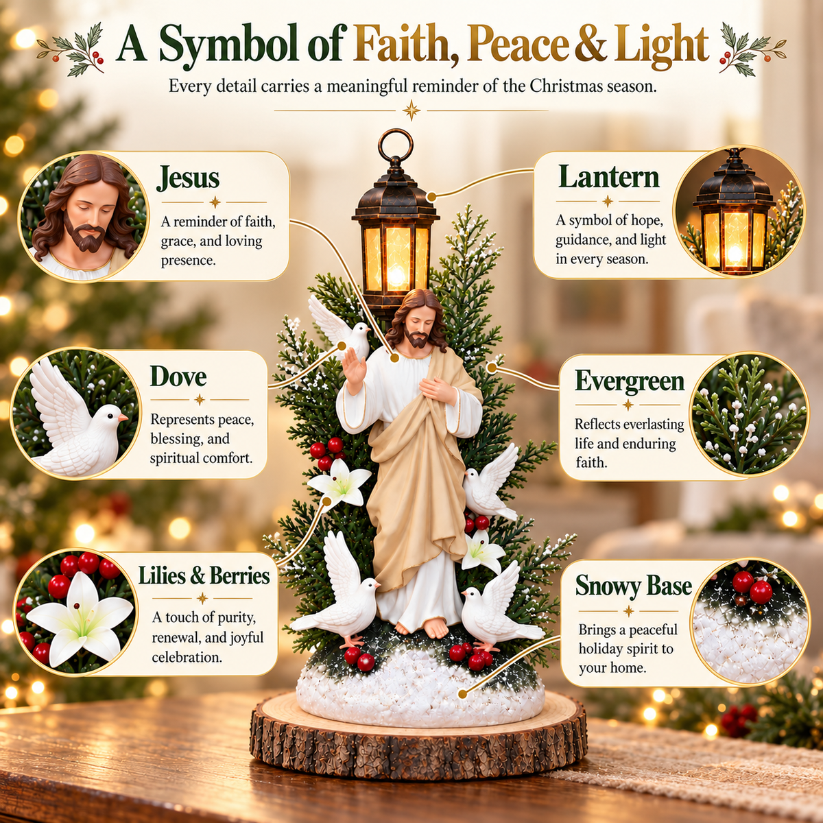 ✨ Jesus Blessing Lantern Figurine – Lighted Christian Christmas Decor