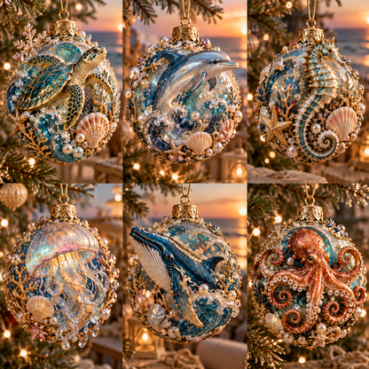 🌊🎄 Coastal Christmas Ocean Legends™ – 3D Marine Life Ornament Collection