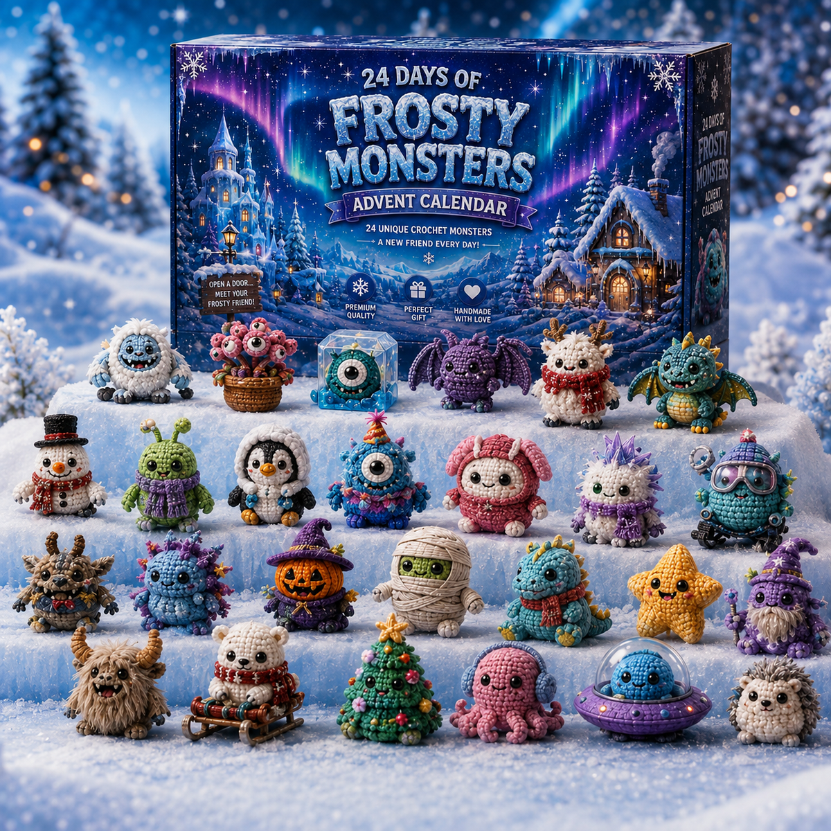❄️ 24 Days of Frosty Monster Christmas Advent Calendar – 24 Unique Winter Creature Collectibles