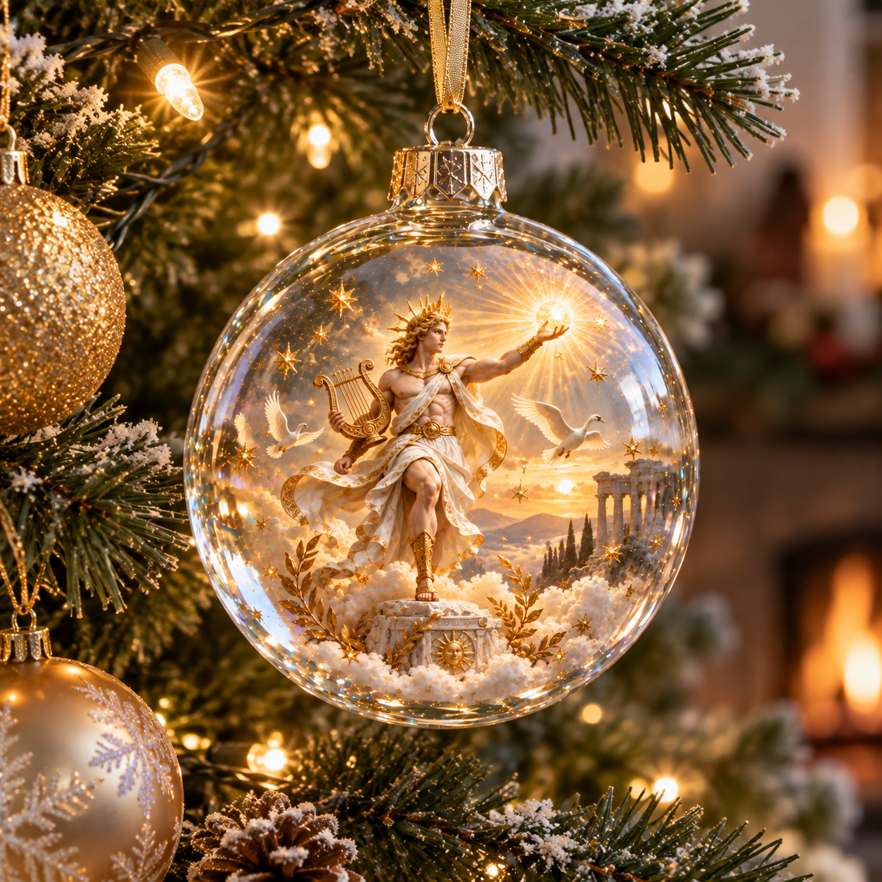 Legends of Olympus ornament displayed on Christmas tree