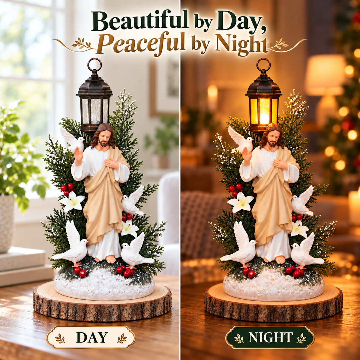 ✨ Jesus Blessing Lantern Figurine – Lighted Christian Christmas Decor