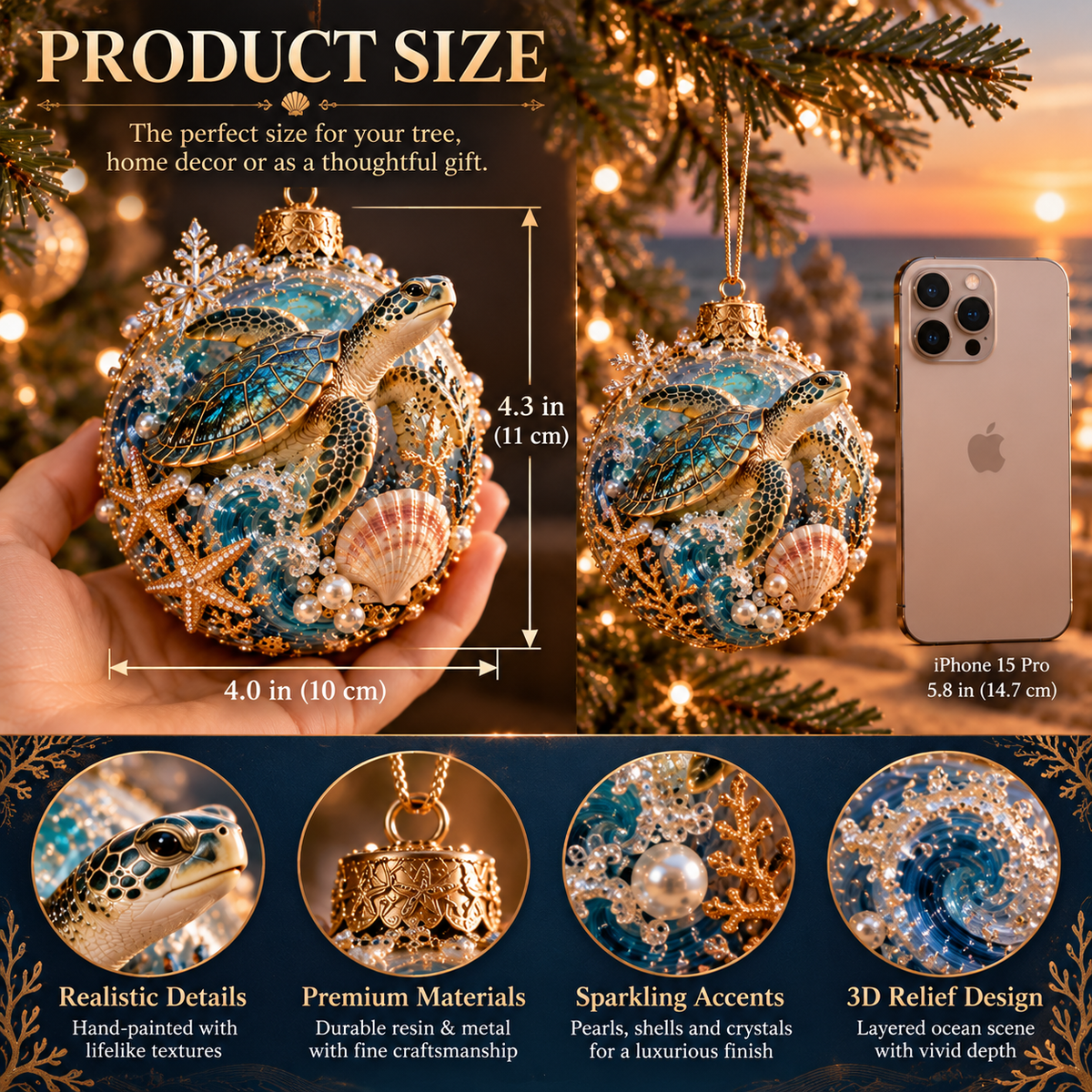 🌊🎄 Coastal Christmas Ocean Legends™ – 3D Marine Life Ornament Collection