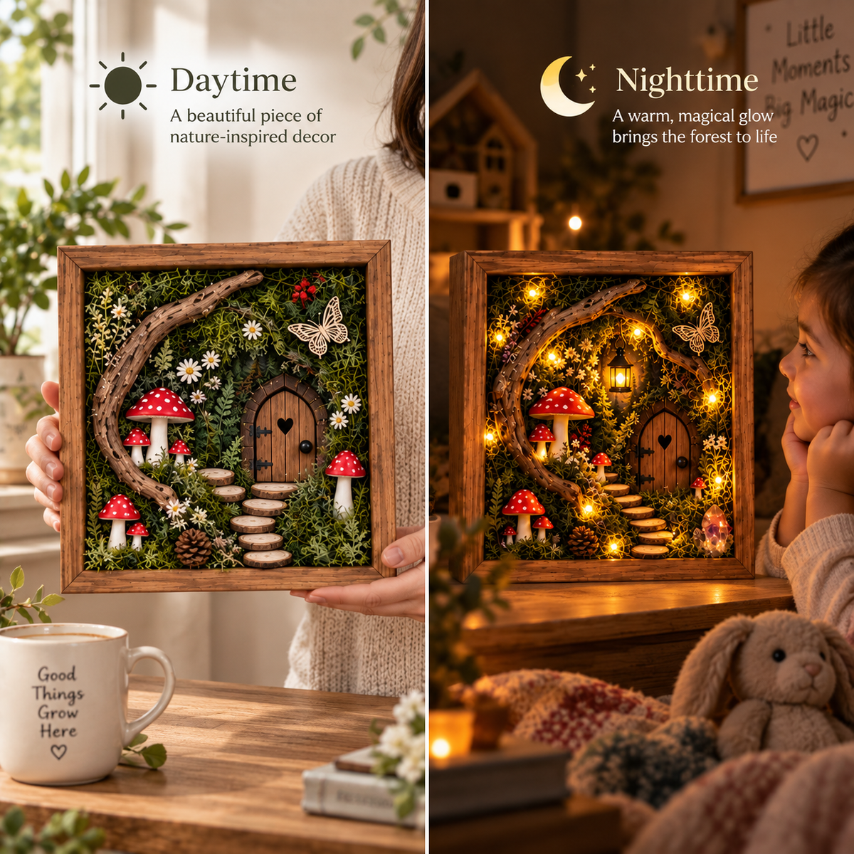 🌿✨ DIY Enchanted Forest Moss Art Kit | Light-Up Miniature Shadow Box 🧚‍♀️🍄