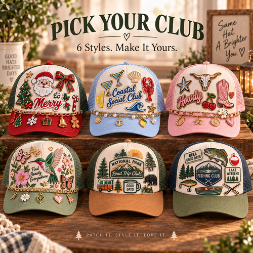 🧢 DIY Trucker Hat Patch Bar Kit – Create Your Own Custom Hat with Patches & Charms