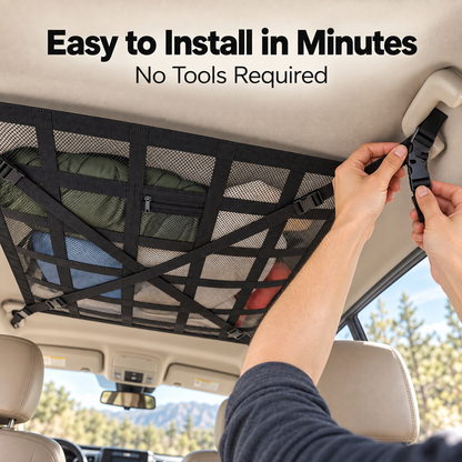 🚙 SkyStow™ Car Ceiling Cargo Net – Overhead Storage Organizer for SUVs & Sedans