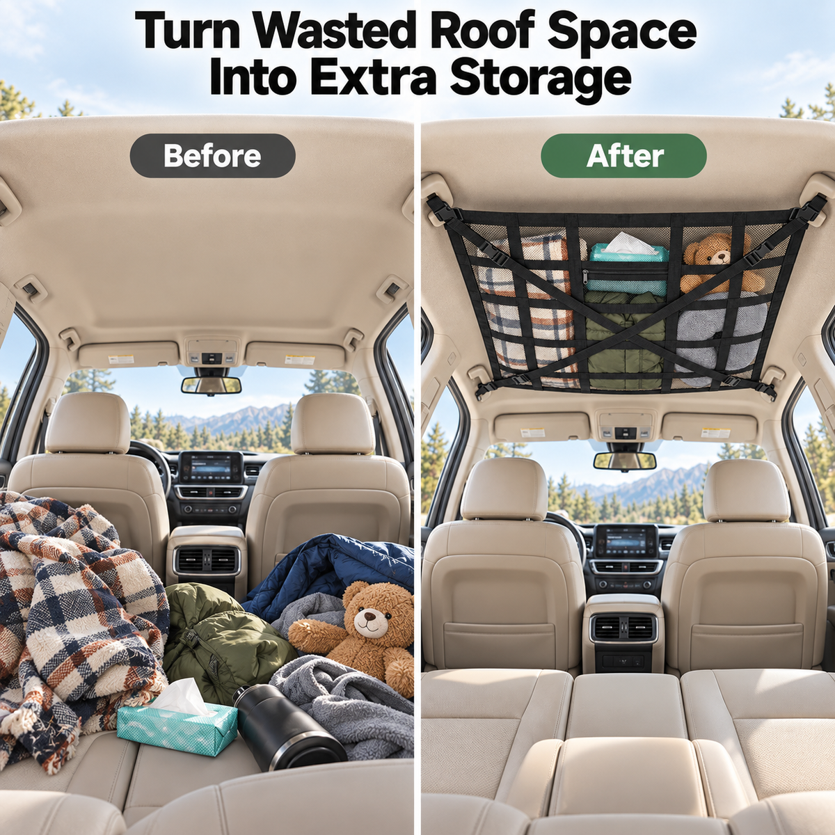 SkyStow before and after car roof storage