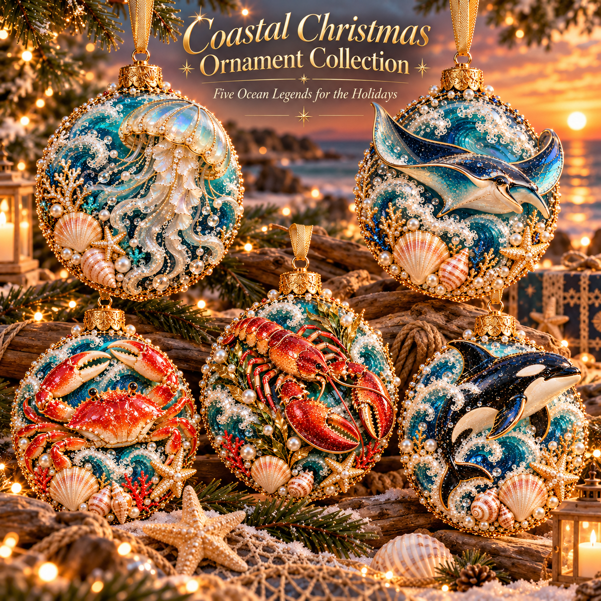 Coastal Christmas Ocean Legends gift scene