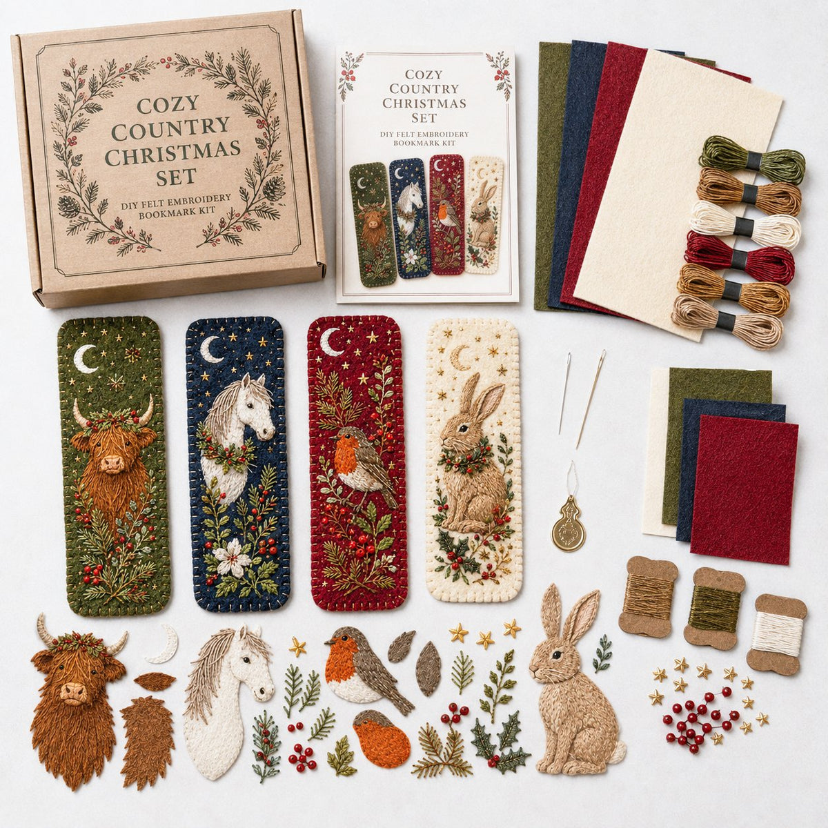 ⏳ Last Day 49% OFF – 🎄 DIY Felt Embroidery Bookmark Kit