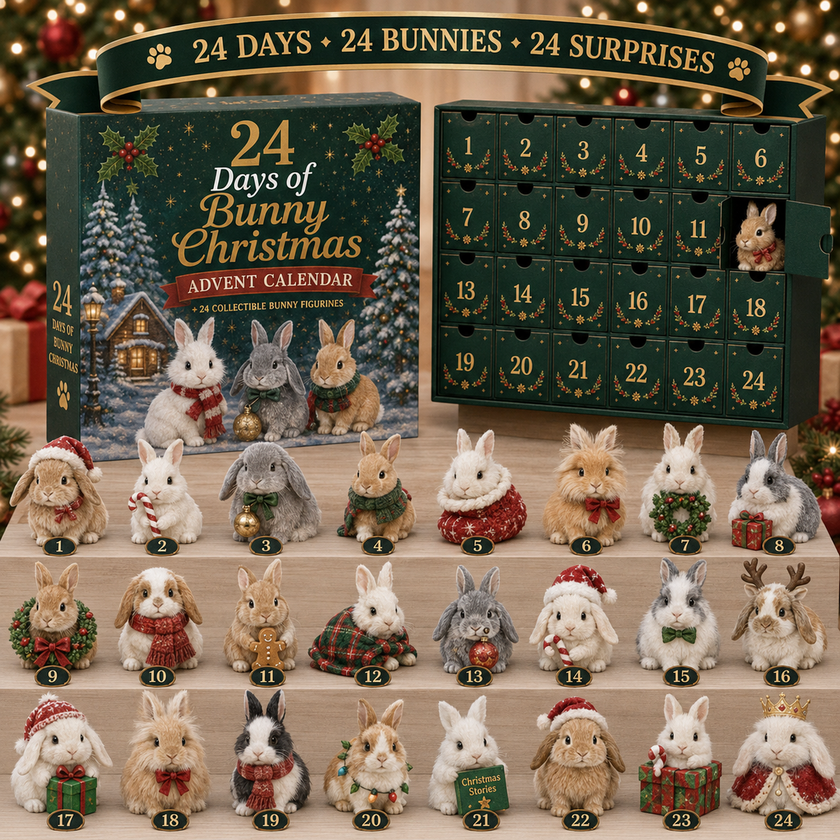Complete Christmas Bunny collection display