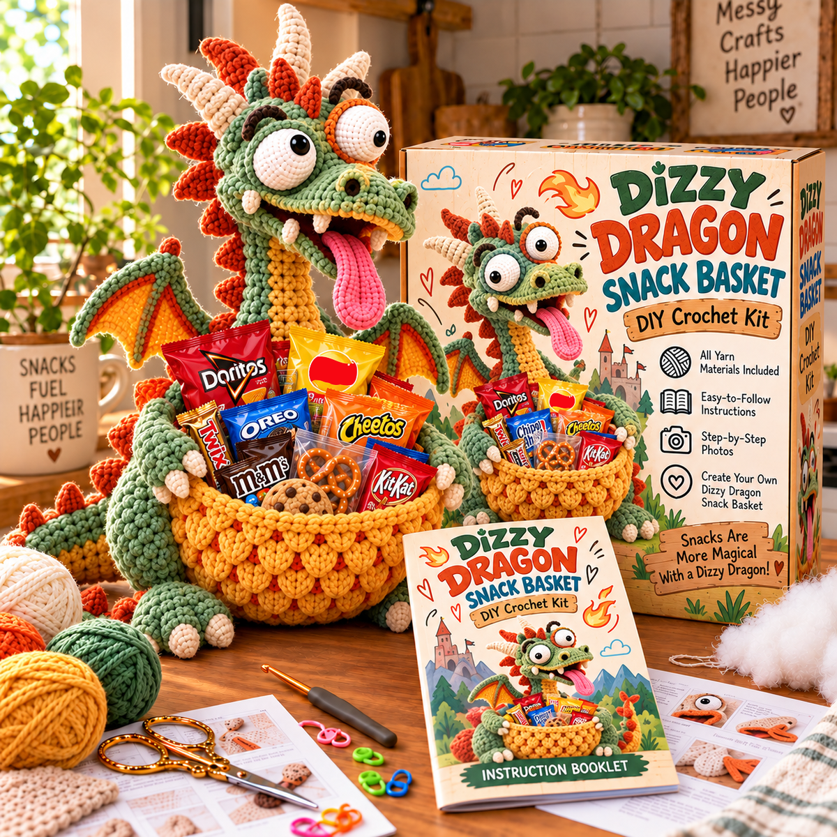 Finished Silly Donkey snack basket in home setting