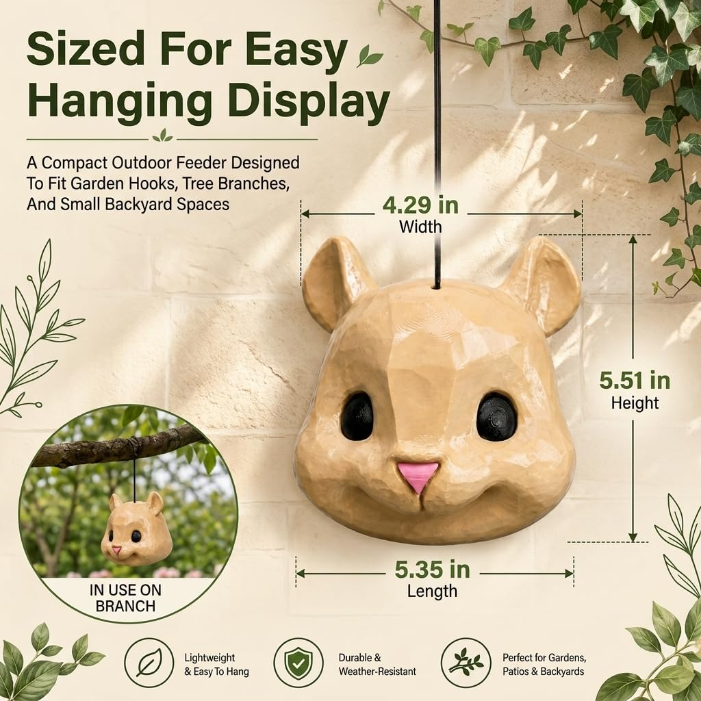 🐿️ Funny Squirrel Mask Feeder | Hanging Backyard Nut Feeder & Garden Decor