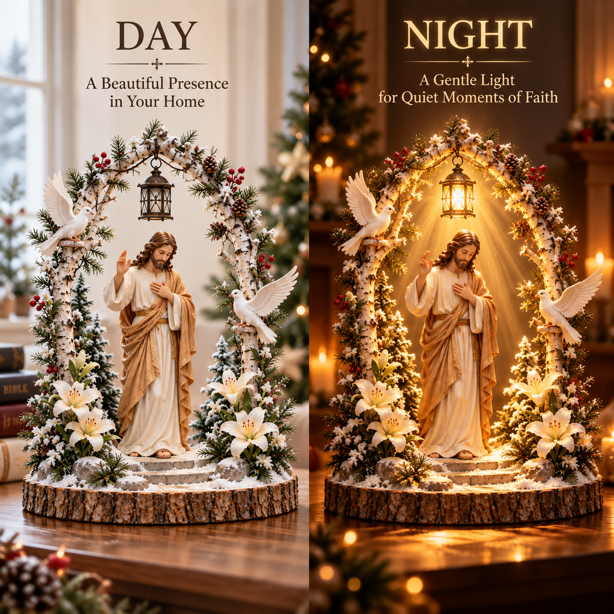 🕊️✨ Prince of Peace™ — Lighted Jesus Blessing Arch with Doves & Lilies 🙏