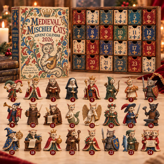 🔥Last Day 49% OFF -🐱🏰 Medieval Mischief Cats™ Advent Calendar 2026 | 24 Curious Cats of the Middle Ages