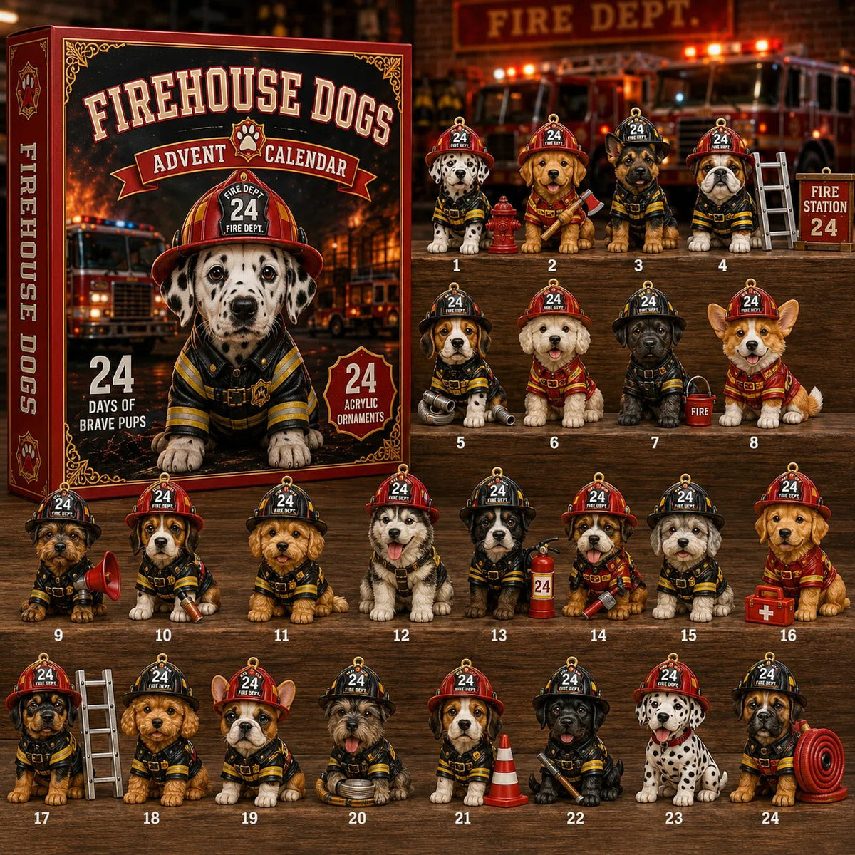 🔥🐾 24 Days of Brave Pups – Firehouse Dogs Advent Calendar 🚒🎄