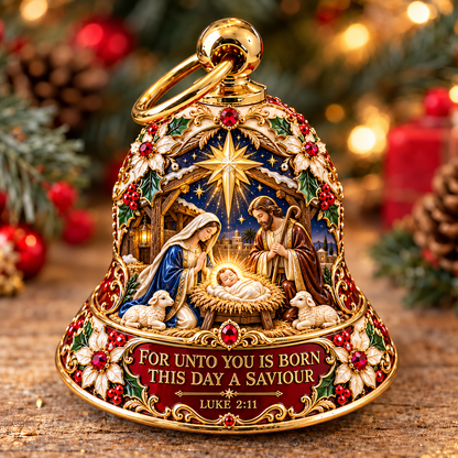 🎄 The Sacred Christmas Scripture Bell Collection™ – 7 Faith-Inspired Jesus & Nativity Heirloom Ornaments