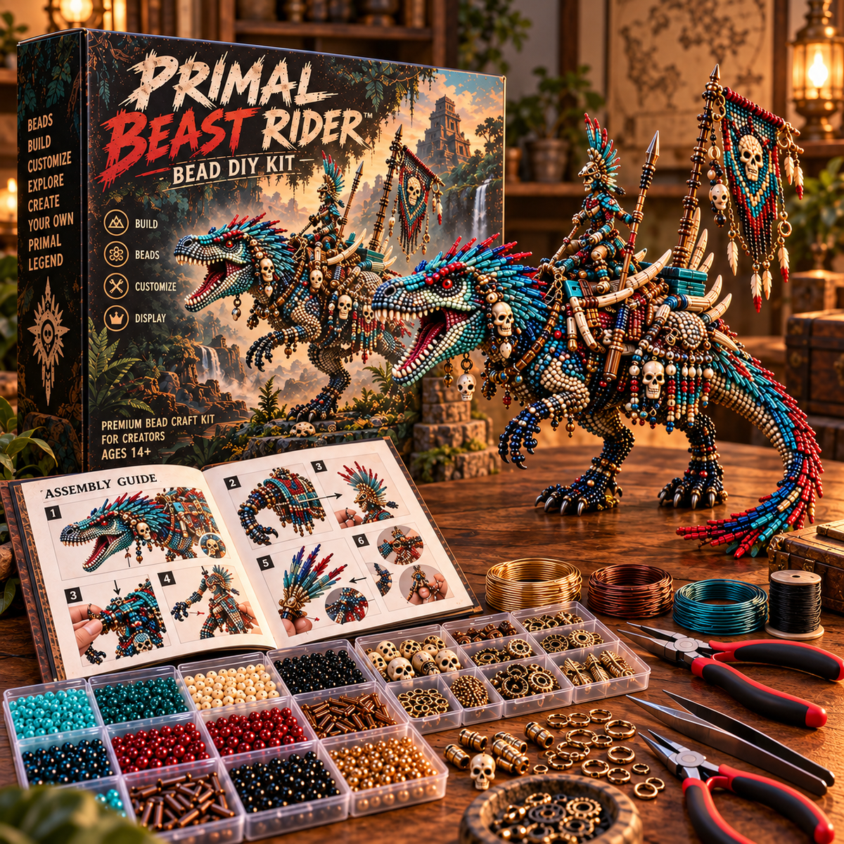 🐲⚔️ Primal Beast Riders™ Bead DIY Kit Collection – Build Your Own Legendary War Beasts