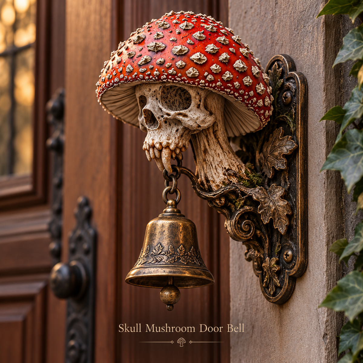 Gravecap Chime Gothic Mushroom Skull Hanging Bell