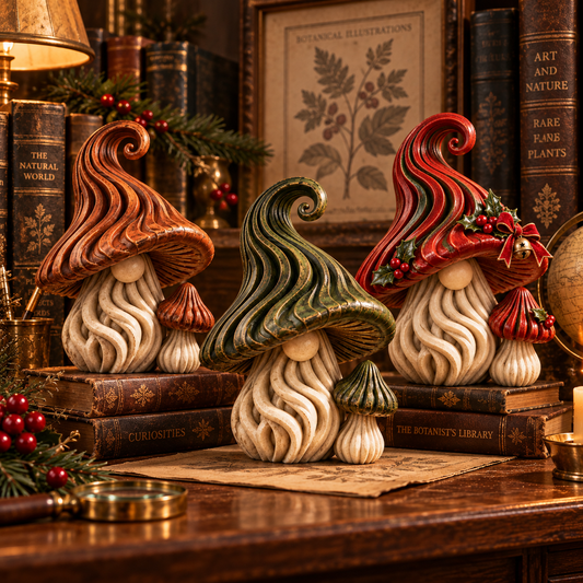 🍄 Old Forest Gnome Mushrooms™ — Vintage Woodland Shelf Decor