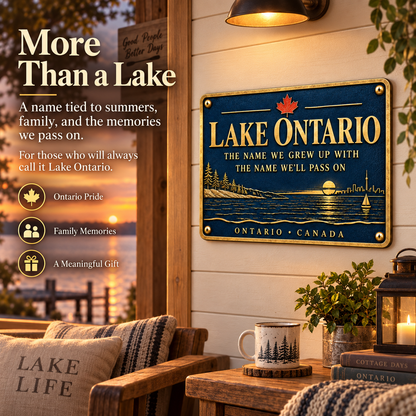 🍁 Lake Ontario Legacy Metal Wall Sign | The Name We Grew Up With 🌊