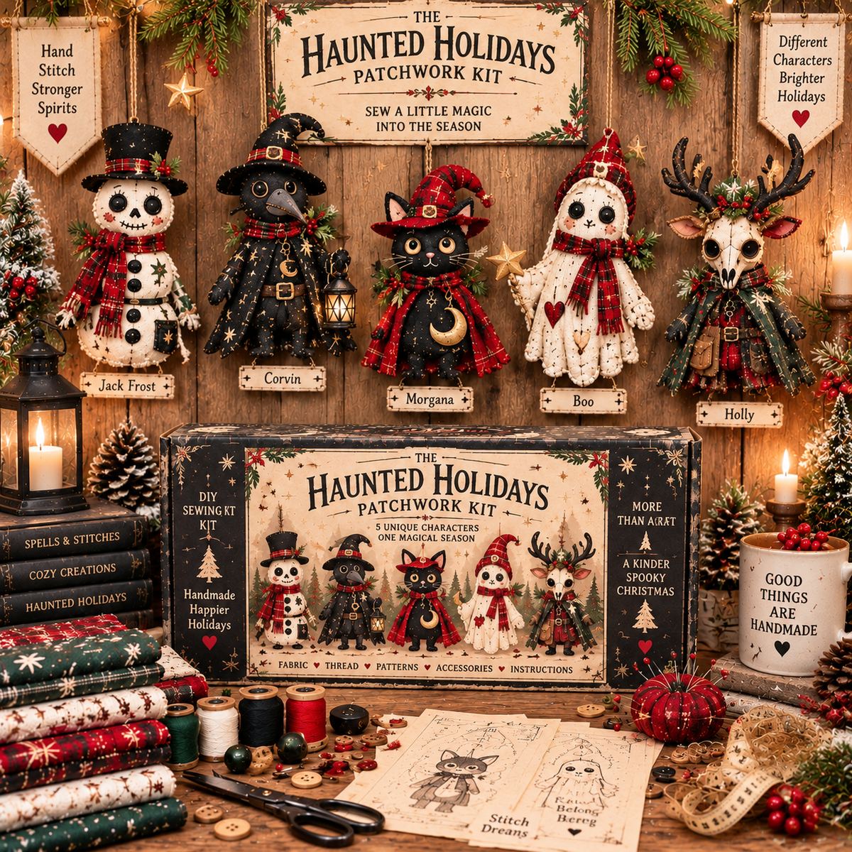 ✨ Christmas Patchwork Character DIY Kit™ – Create Your Own Handmade Holiday Friends 🎁🧵
