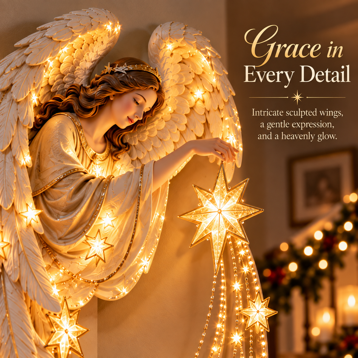 ✨ Heavenly Guardian™ Lighted Nativity Wall Decor – 3D Angel & Holy Family Christmas Wall Art