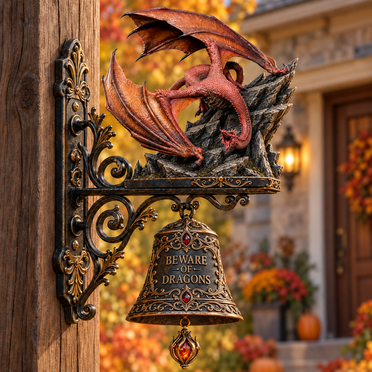 Beware of Dragons decorative dragon door bell