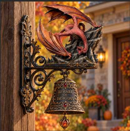 🐉🔥 Caraxes Dragon Guardian Bell – Gothic Fantasy Door Decor