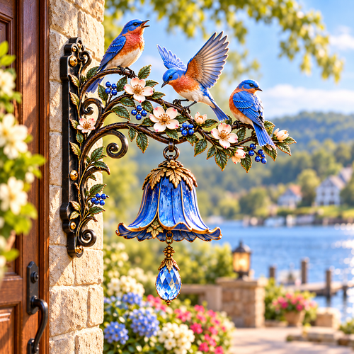 🐦🌸 Bluebird Blossom Welcome Bell™ – Where Bluebirds Come to Greet You
