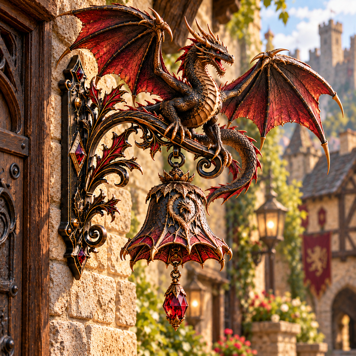 🐉😈 Gothic Guardian Welcome Bell™ – Medieval Fantasy Dragon & Demon Door Bell Collection