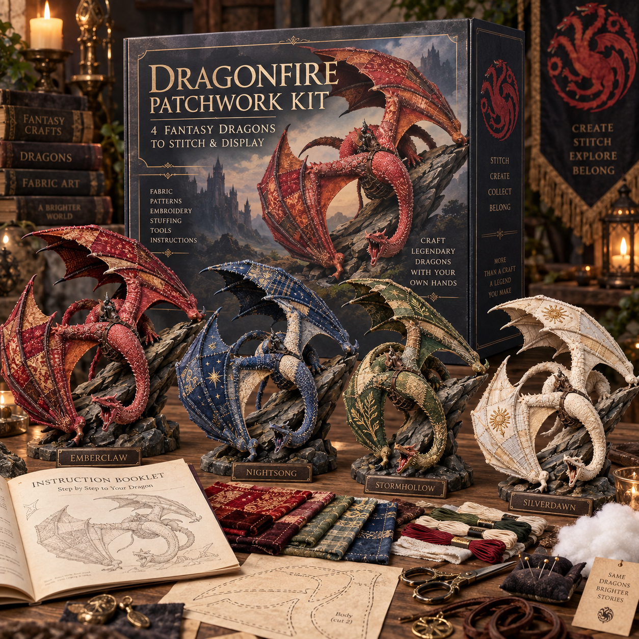 🐉 Dragonfire Fantasy Dragon Patchwork Kit ✨