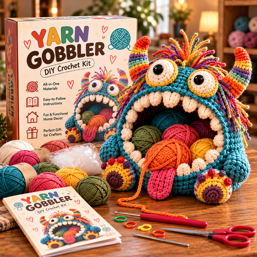 Rainbow Gobbler crochet monster