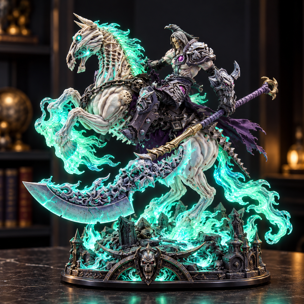Wraithfire Horseman Gothic undead knight lamp