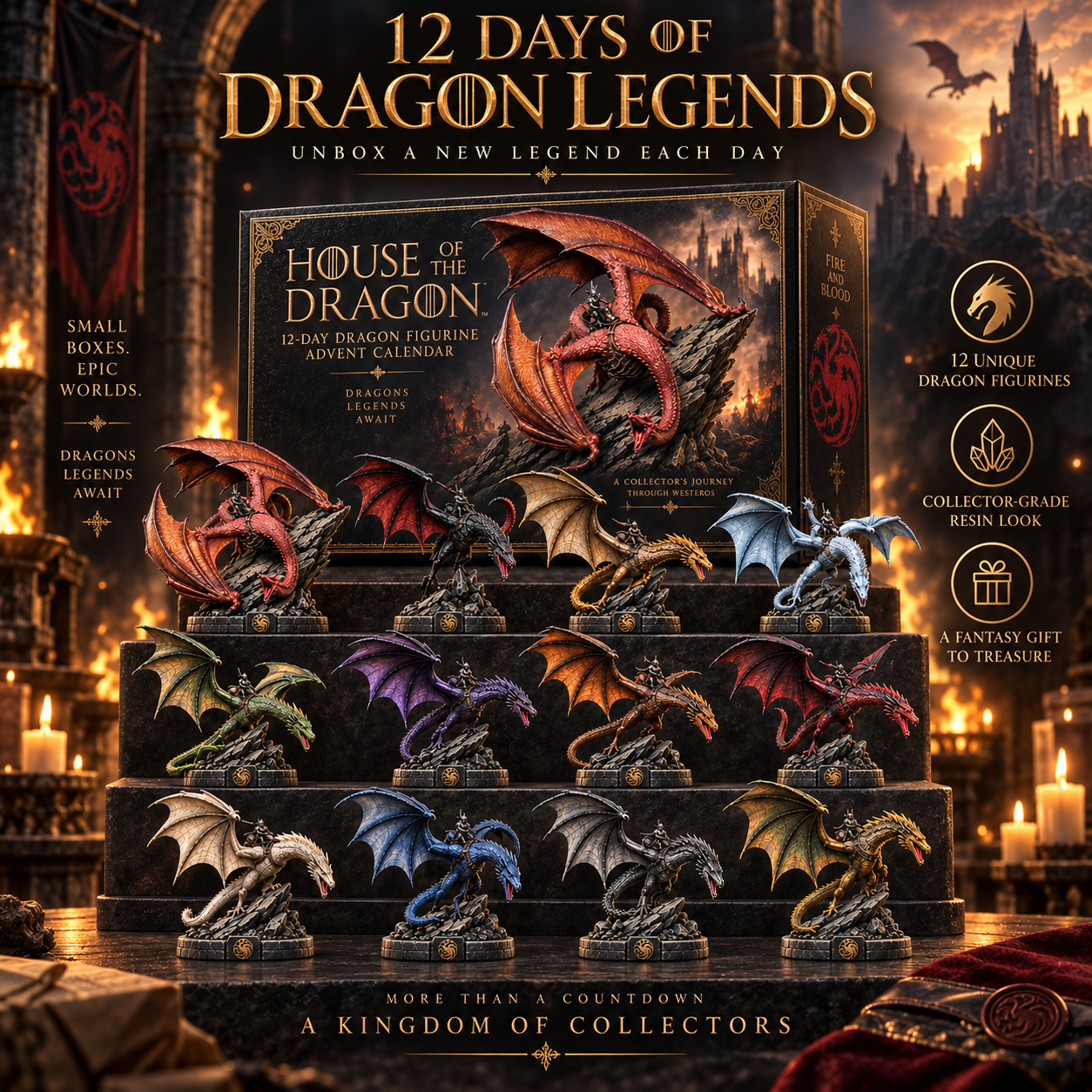 🐉 12 Days of Dragon Legends – Premium Dragon Figurine Advent Calendar