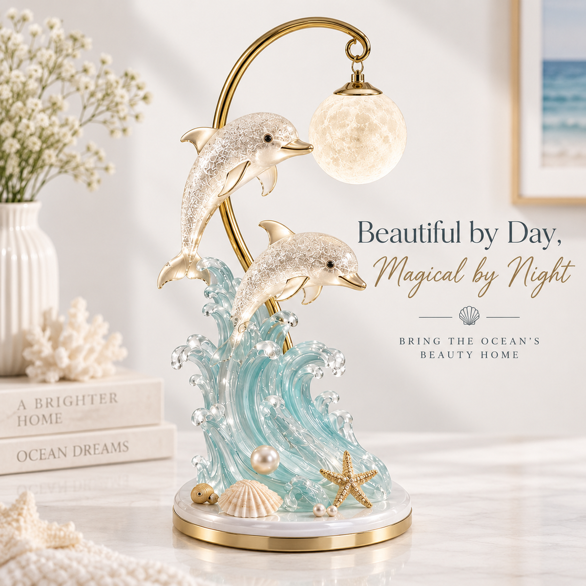 🐬🌙 Dolphin Moonlight Ocean Lamp 🌊✨