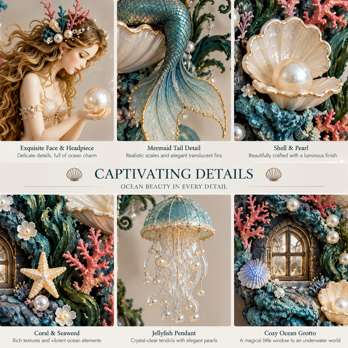 Mermaid Pearl Wall Light close up details