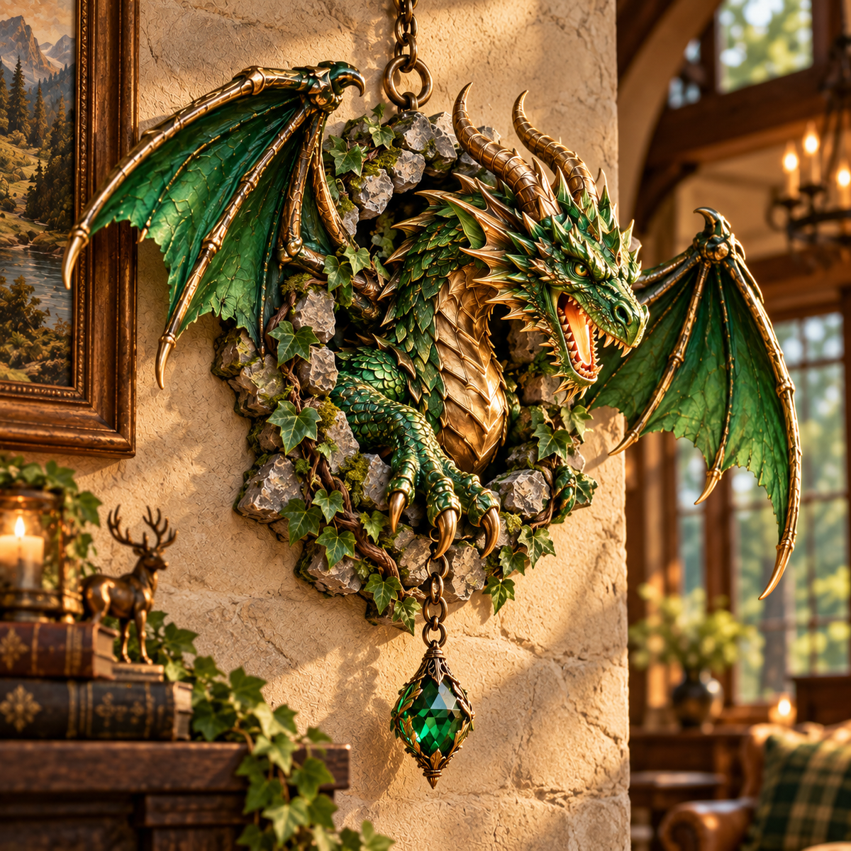 Emerald Forest Dragon wall hanging