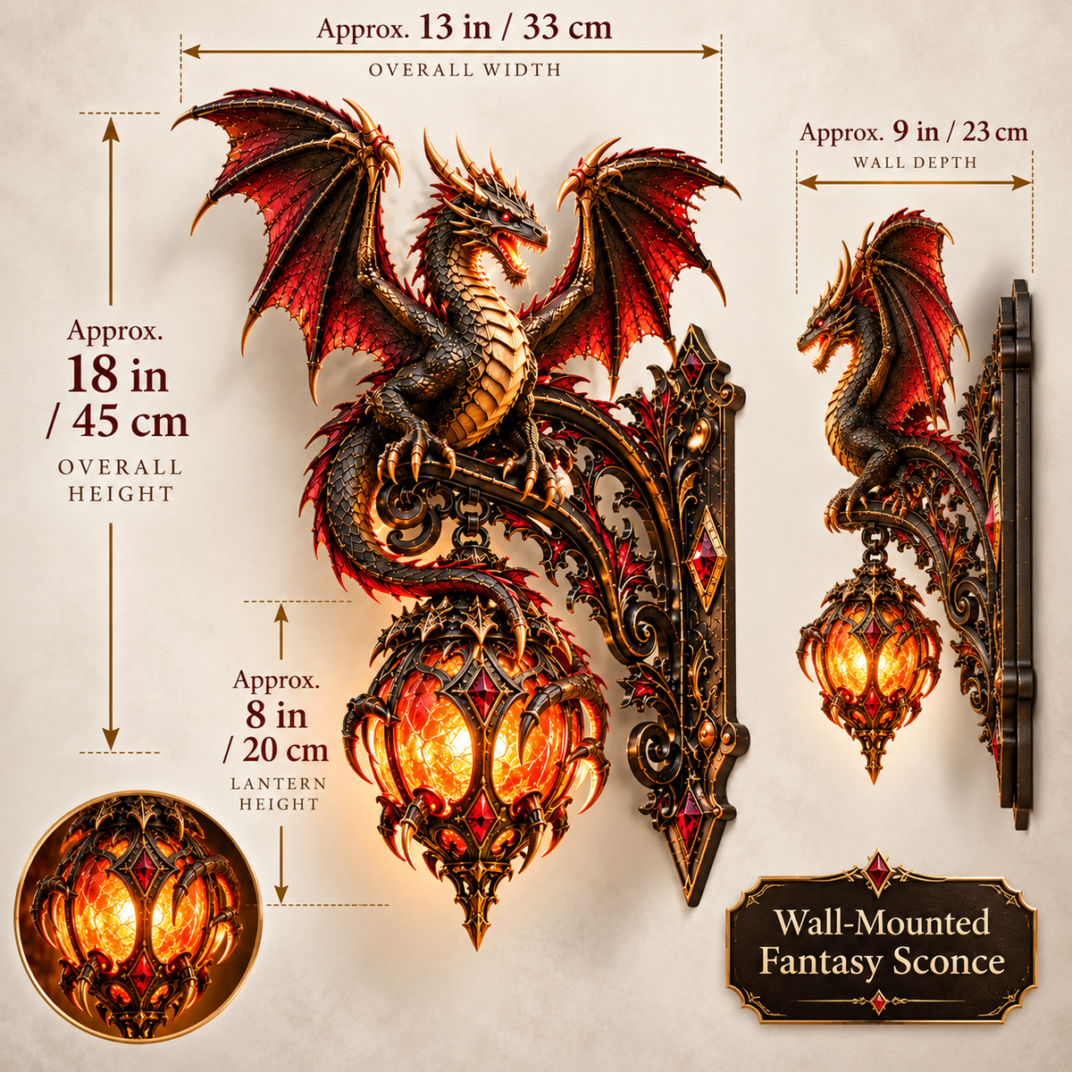 🐉🔥 Dragon Rift Guardian™ Wall Light – Medieval Ember Dragon Sconce