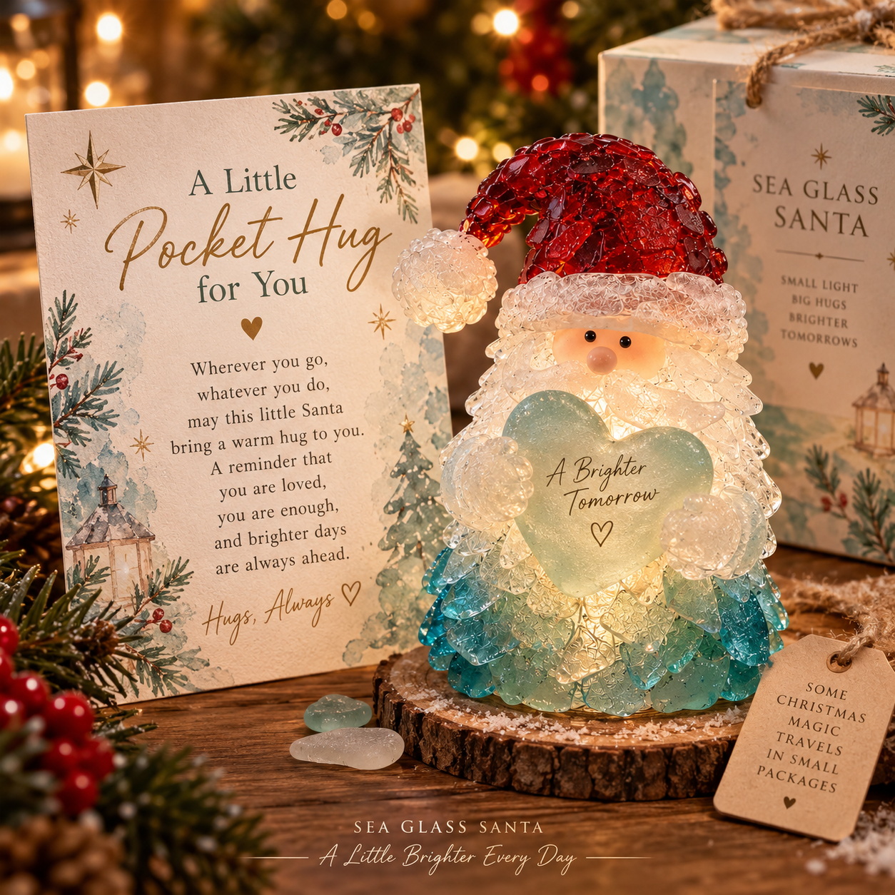 ✨ Sea Glass Pocket Hugs™ – Glowing Friendship & Christmas Keepsake Light