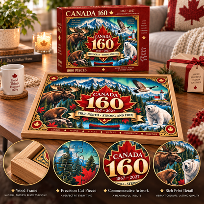 🍁 Canada 160th Anniversary Heritage Puzzle™ — 1000-Piece True North Commemorative Wooden Frame Jigsaw